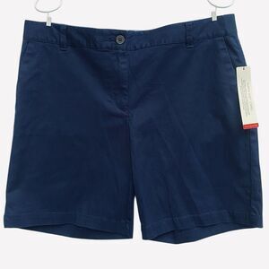 NWT Talbots The Weekend Chino Shorts Navy Blue Size 10 Soft Stretch Casual Summe